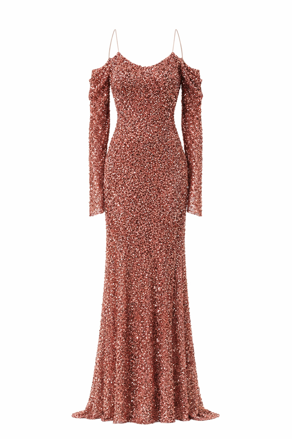 AUREL Off-Shoulder Draped Sequin Maxi Gown