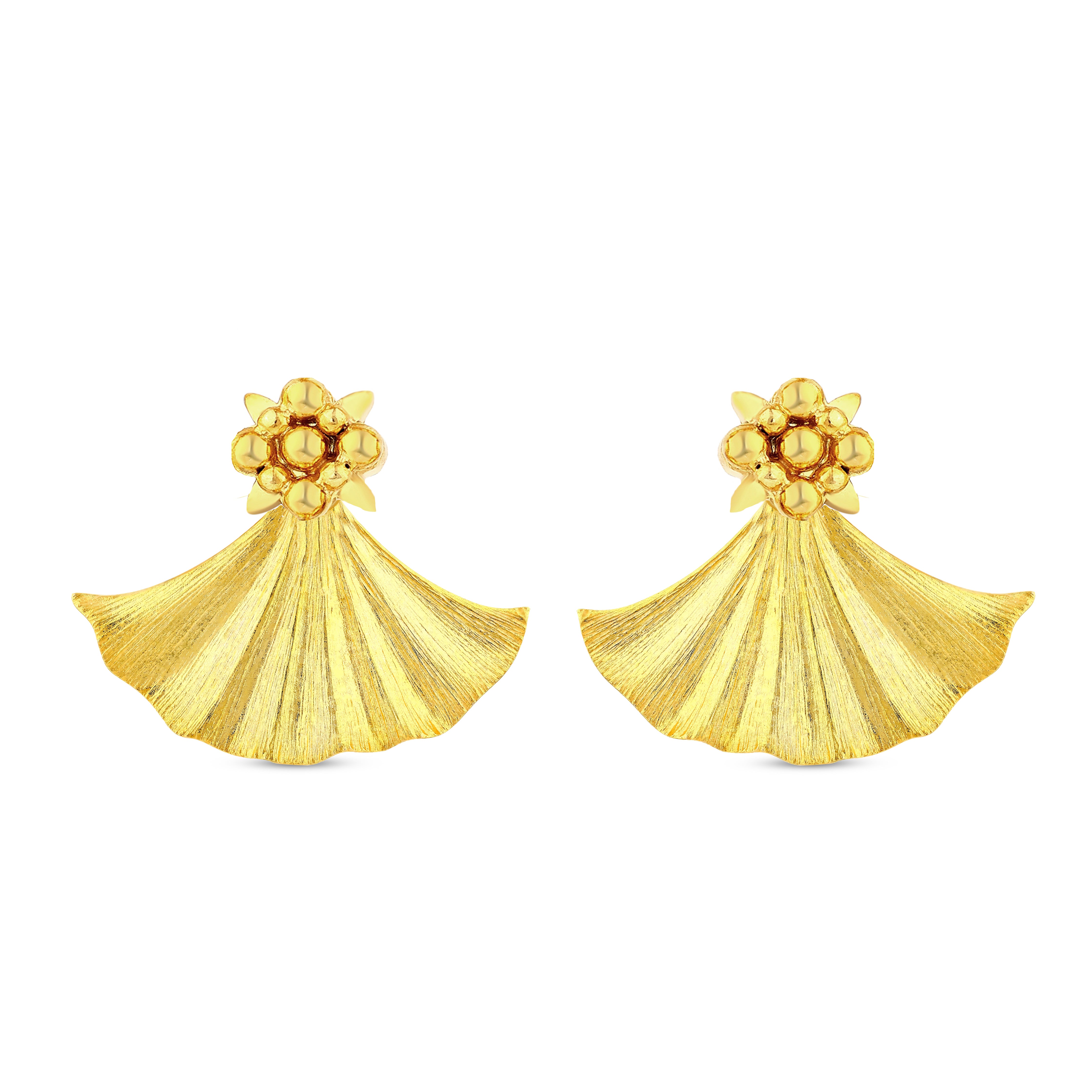 IVY SMALL GINGKO GOLD EARRINGS