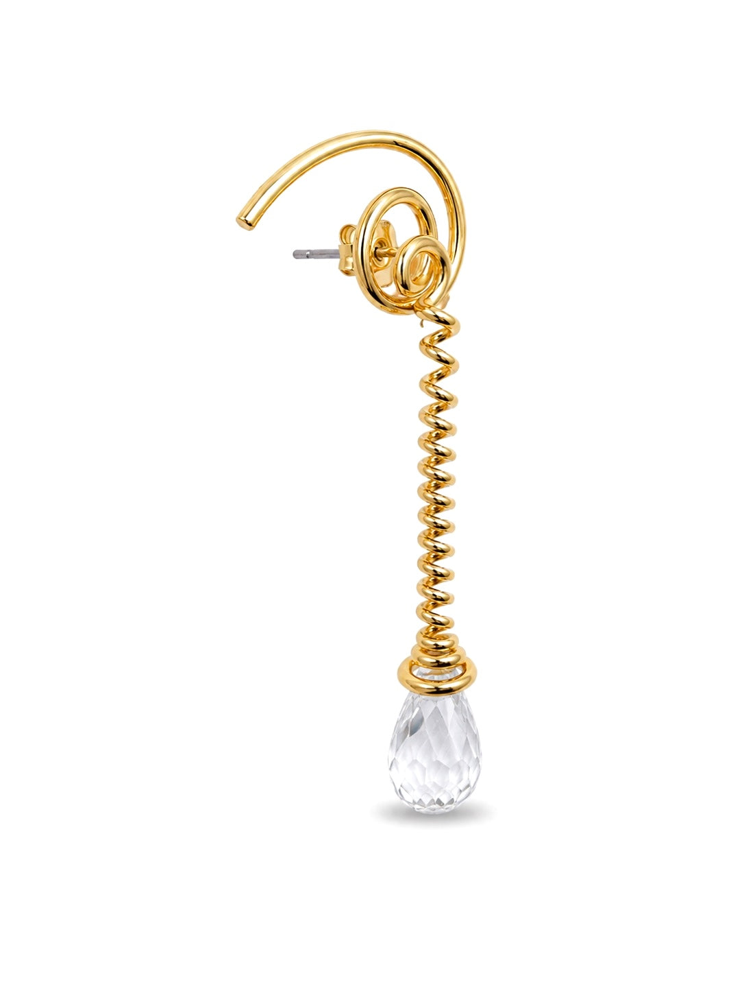Onda Crystal Spiral Gold Earring
