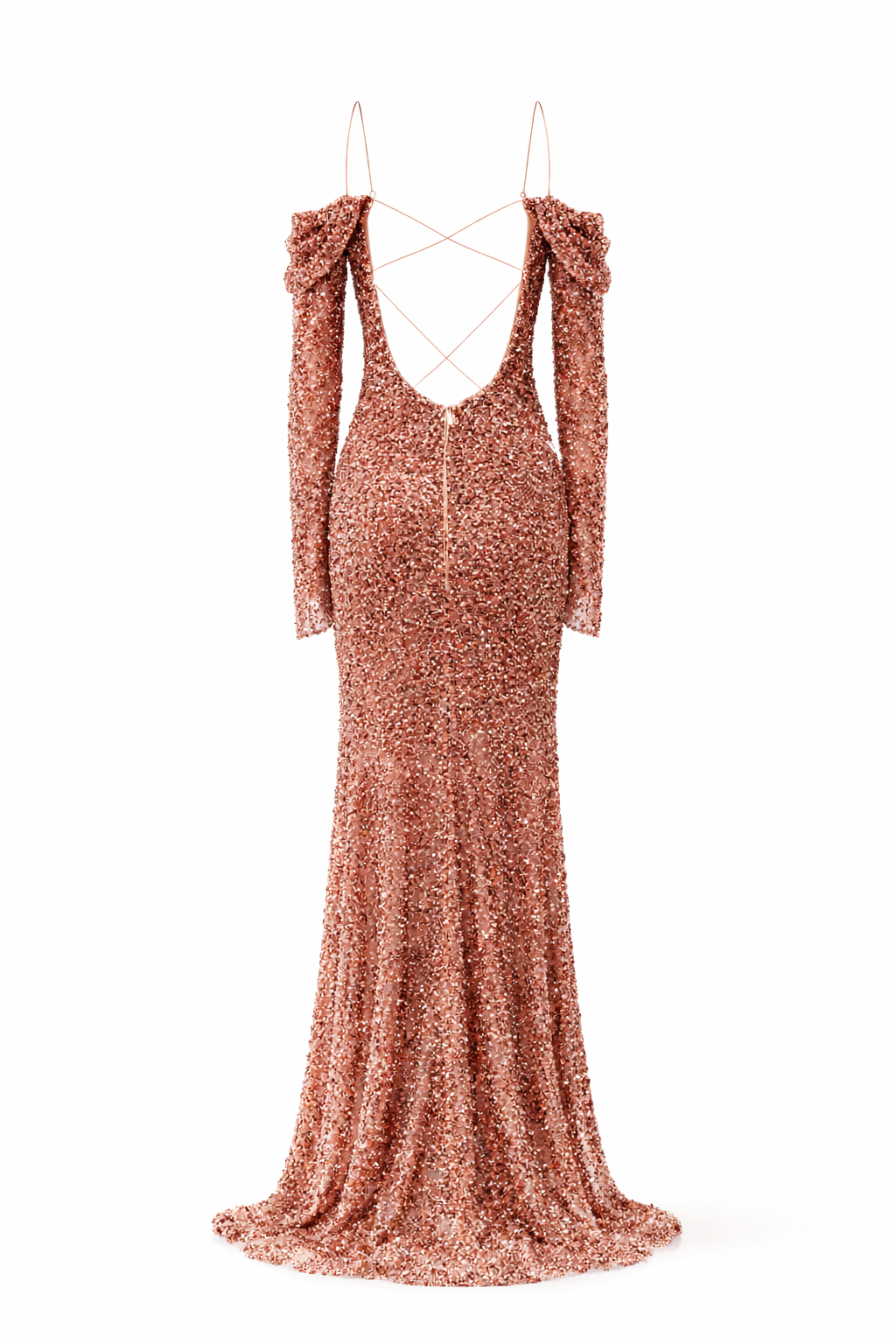 AUREL Off-Shoulder Draped Sequin Maxi Gown