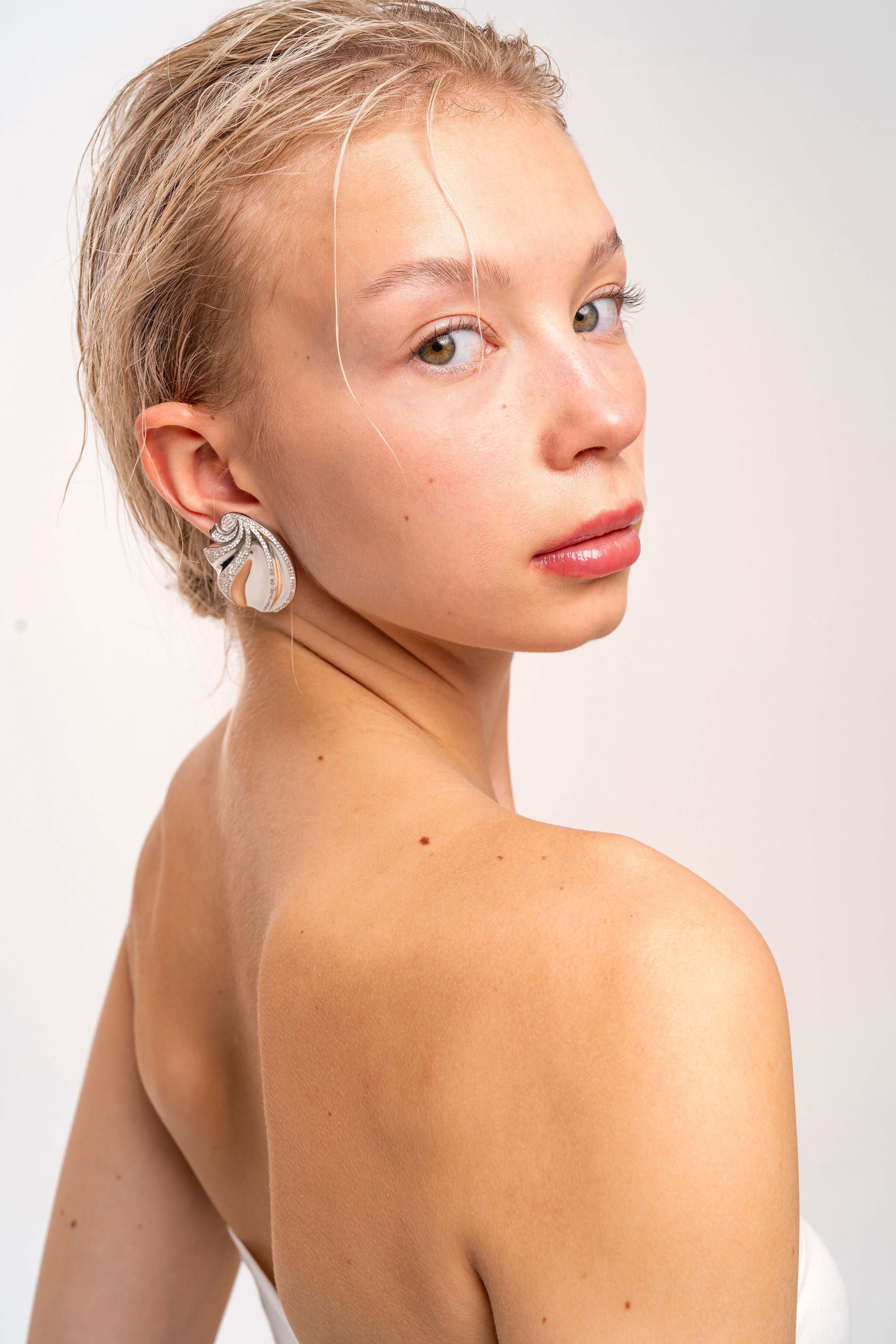 ESTIA CRYSTAL SILVER EARRINGS