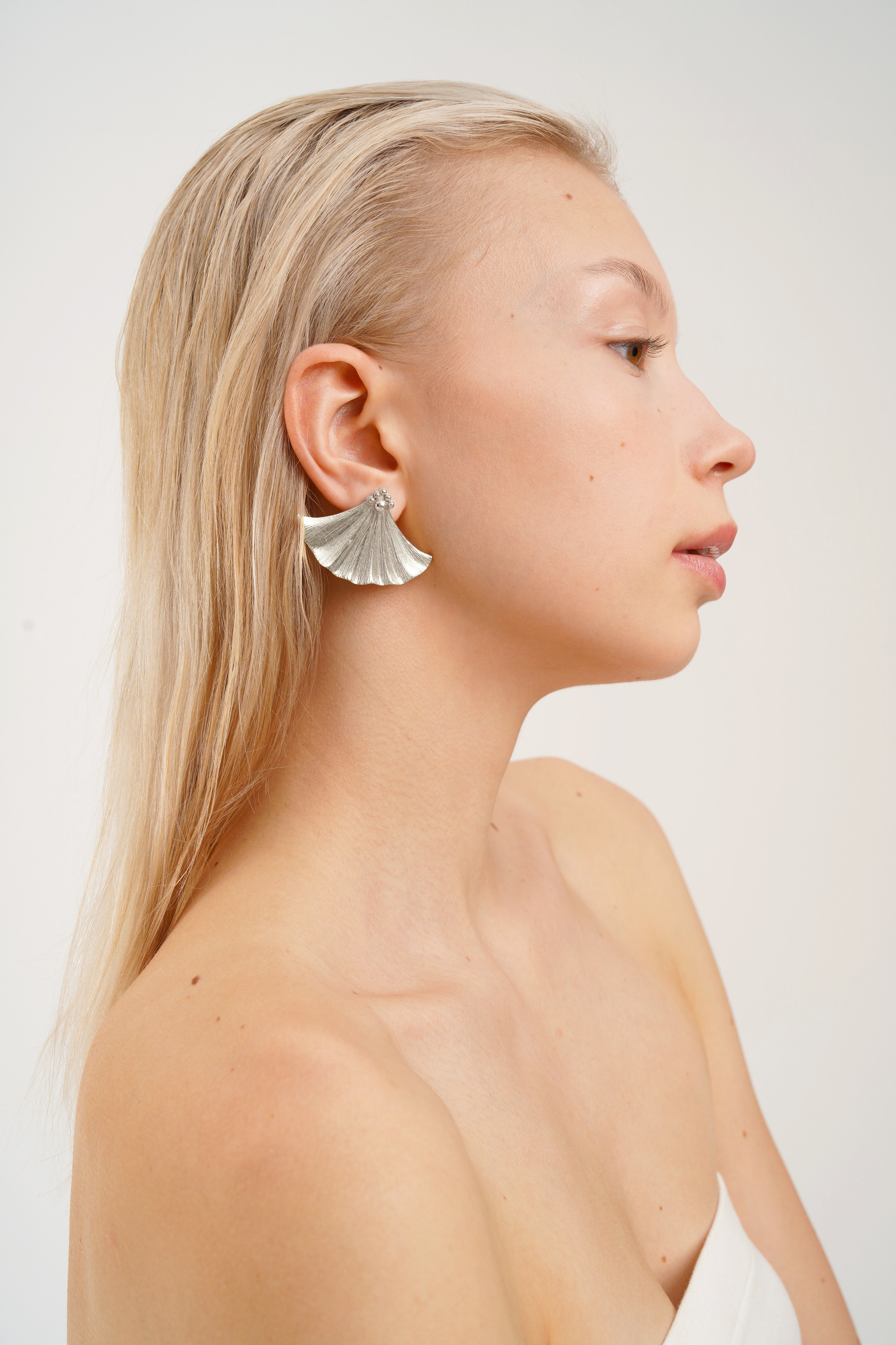 IVY MONO LARGE SILVER EARRINGS