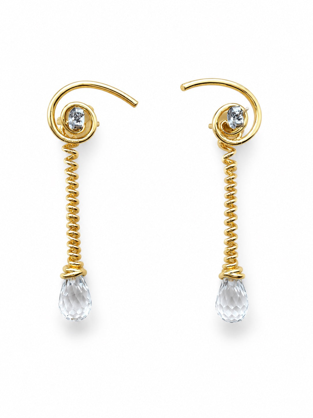 Onda Crystal Spiral Gold Earring