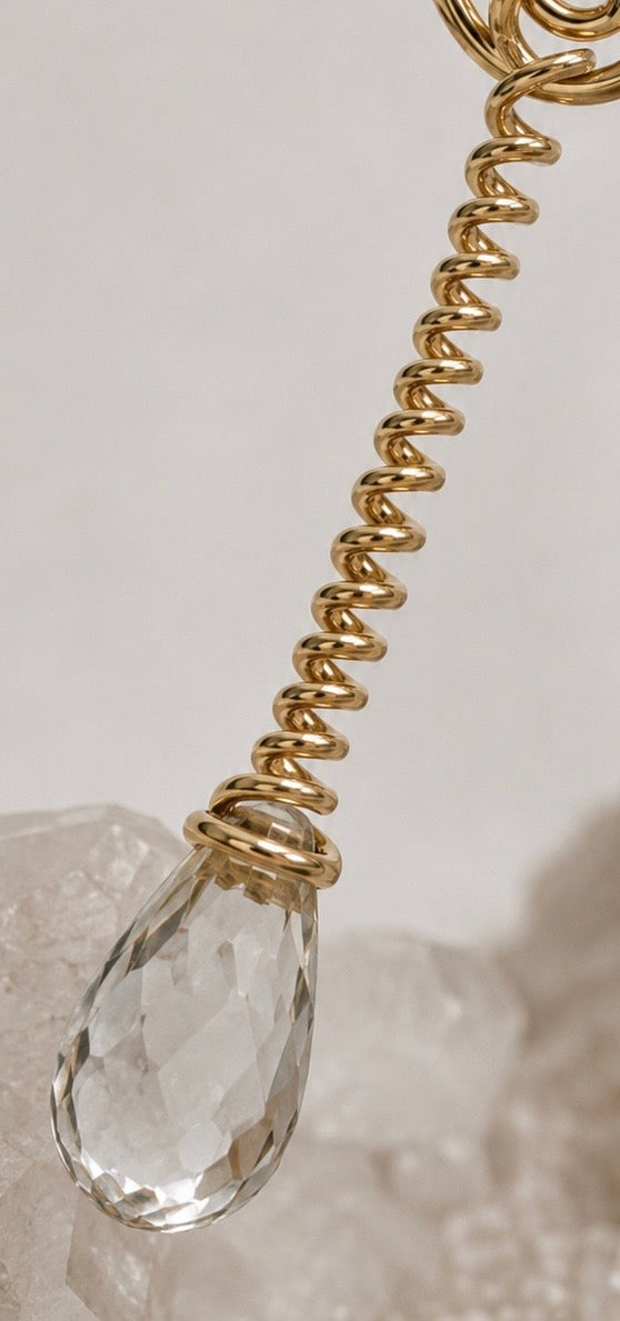 Onda Crystal Spiral Gold Earring