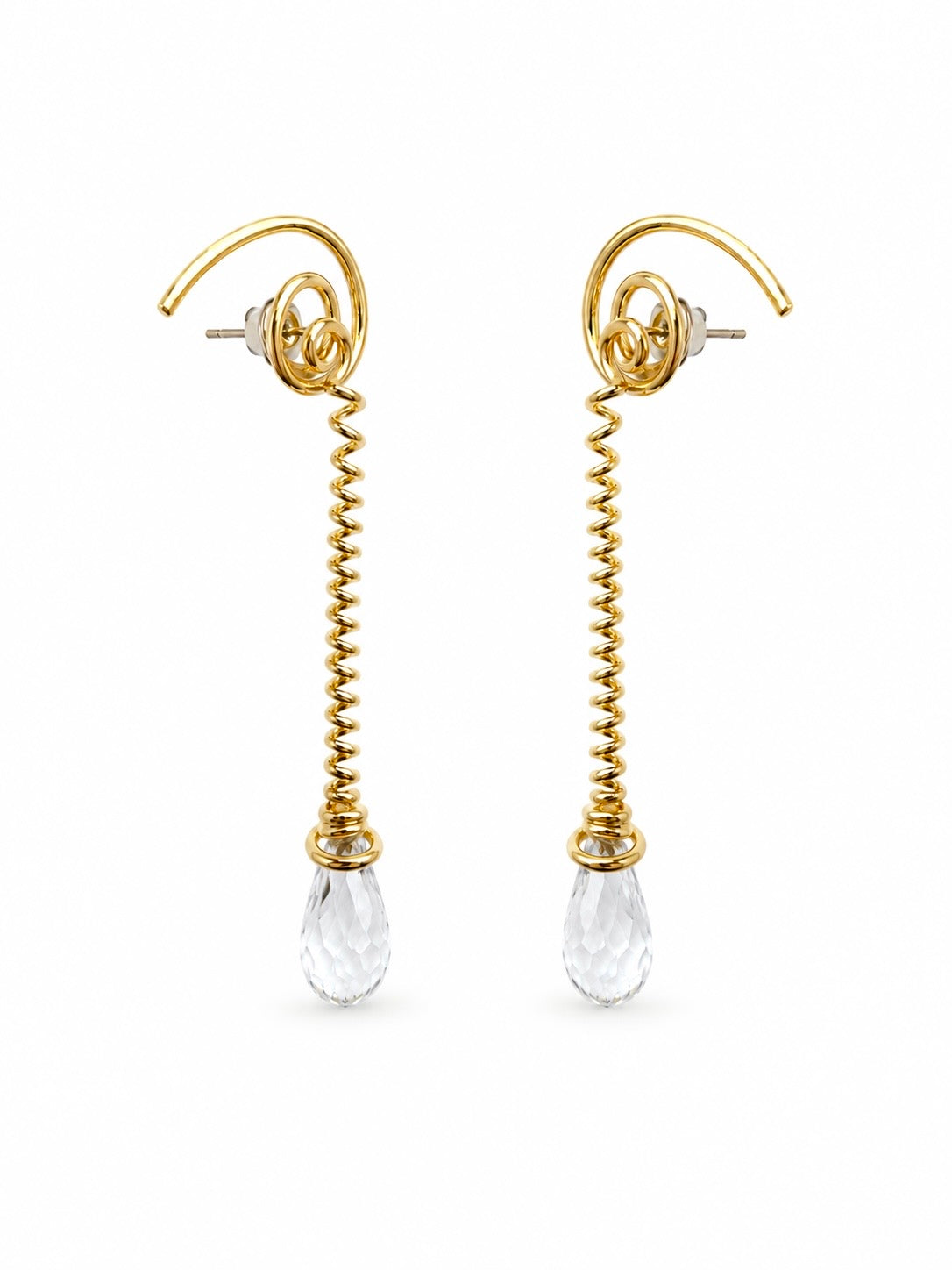 Onda Crystal Spiral Gold Earring
