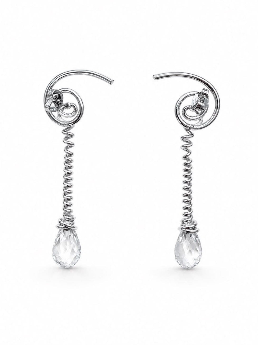 Onda Crystal Spiral Silver Earring
